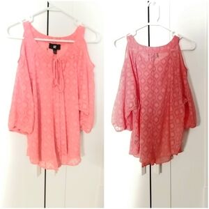 IZ Byer Orange open shoulder top , size Small